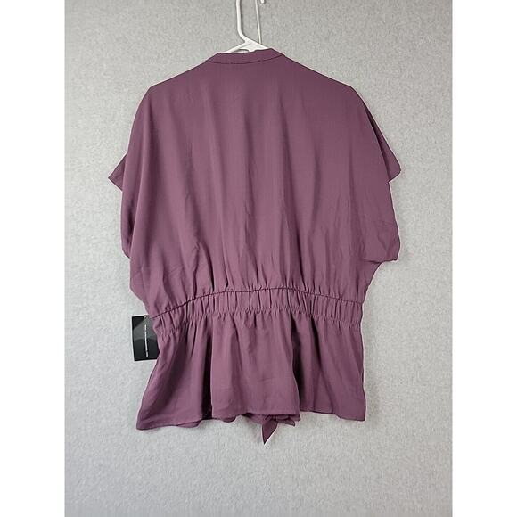 Sweet Rain Purple SS Button Up Tie Front Shirt Women's Plus 1X - Picture 7 of 14